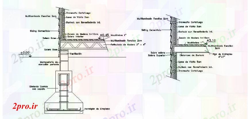 دانلود نقشه طراحی جزئیات ساختار ساخت و ساز دیوار با ساختار جای پای خودکار  (کد106652)