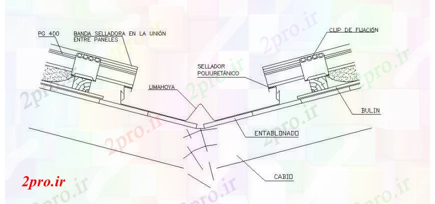 دانلود نقشه طراحی جزئیات ساختار کات بخش سقف دره و  ساختار طراحی جزئیات  (کد106659)