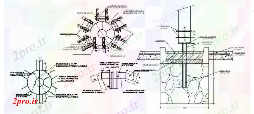 دانلود نقشه طراحی جزئیات ساختار نیمه دیوار پشتیبانی خط الراس با چوب  جزئیات ساختار سازنده  (کد106662)