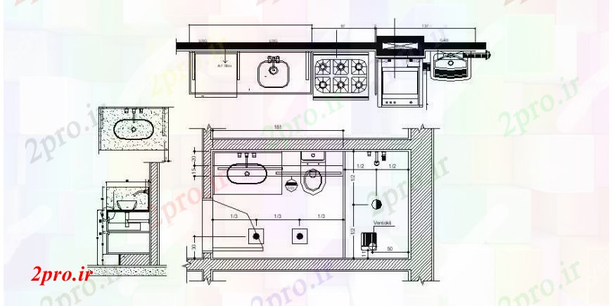 دانلود نقشه حمام مستر توالت و سینک آشپزخانه طرحی مجلس و نصب و راه اندازی (کد106702)