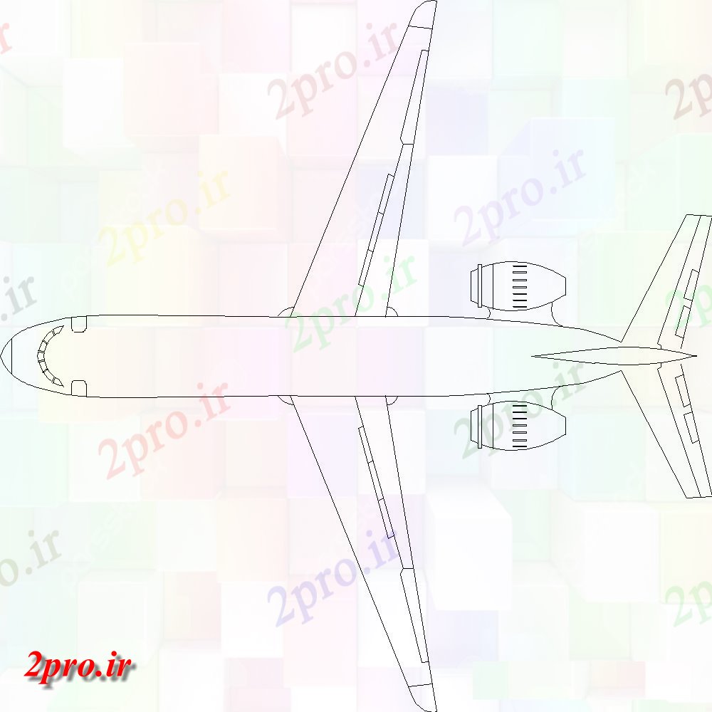 دانلود نقشه بلوک وسایل نقلیه AVION هواپیما بالای صفحه  نما دو بعدی    (کد106736)