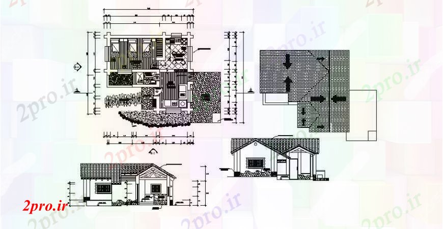 دانلود نقشه مسکونی  ، ویلایی ، آپارتمان  یک دان نما خانه و طرحی های (کد106754)