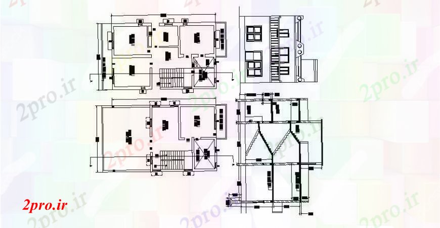 دانلود نقشه مسکونی  ، ویلایی ، آپارتمان  دو کفپوش نما خانه، بخش و طرحی خودکار  (کد106767)