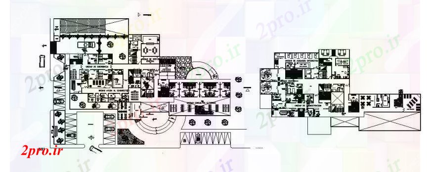 دانلود نقشه بیمارستان - درمانگاه - کلینیک زمین بیمارستان شهرستان و طبقه اول توزیع طرحی های 10 در 25 متر (کد106787)
