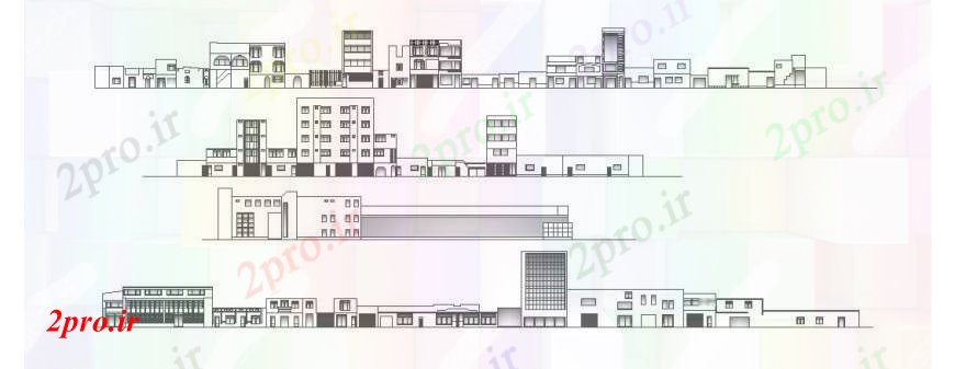 دانلود نقشه مسکونی  ، ویلایی ، آپارتمان  همه نما طرفه طراحی جزئیات از چند خانواده آپارتمان   مسکونی  (کد106790)