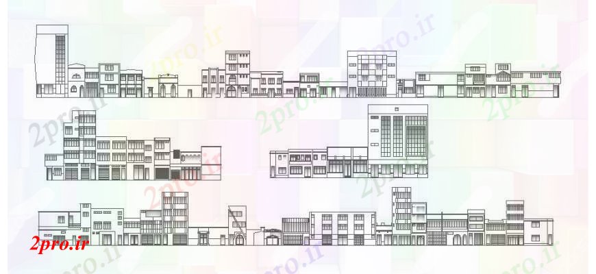 دانلود نقشه مسکونی  ، ویلایی ، آپارتمان  همه نما طرفه طراحی جزئیات از تجملات چند خانواده ساختمان مسکونی (کد106792)