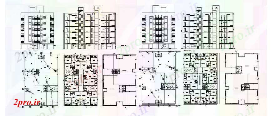 دانلود نقشه مسکونی ، ویلایی ، آپارتمان بلوک های متعدد آپارتمان ساخت و ساز نما، بخش، برنامه ریزی و ساختار جزئیات 9 در 20 متر (کد106838)