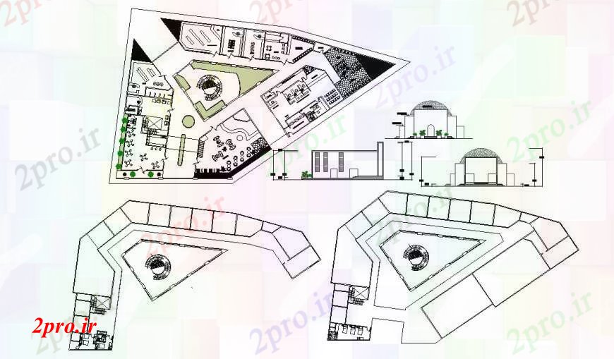 دانلود نقشه مسکونی  ، ویلایی ، آپارتمان  خانه باشگاه برای نما مجتمع مسکونی بخش و طرحی های  (کد106866)