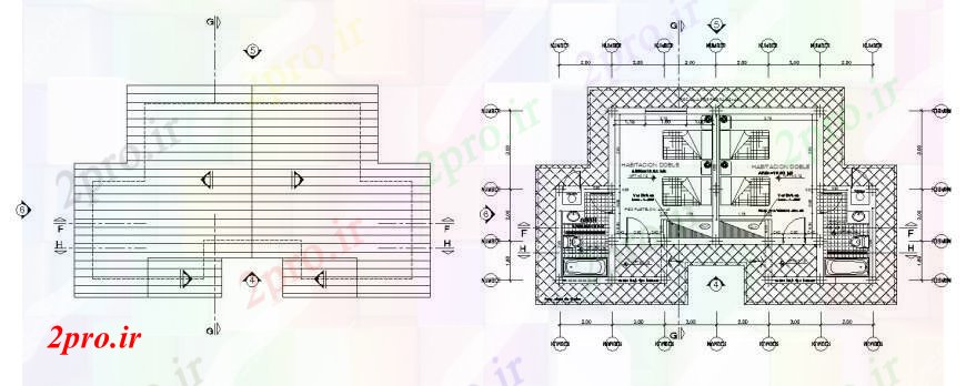 دانلود نقشه حمام مستر دوقلو طراحی اتاق خواب و طرحی پوشش 7 در 12 متر (کد106933)
