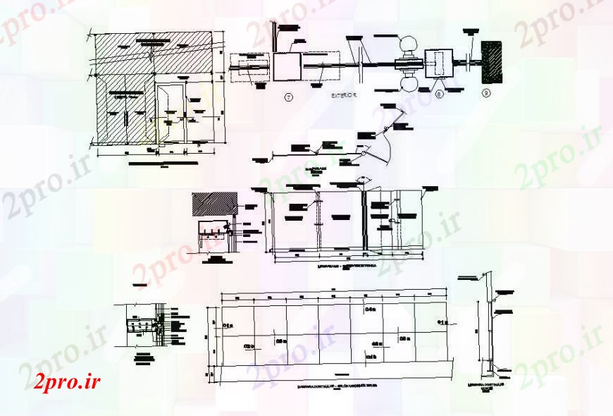 دانلود نقشه جزئیات طراحی در و پنجره  اصلی نما درب شیشه ای بیرونی و نصب و راه اندازی طراحی جزئیات  (کد106946)