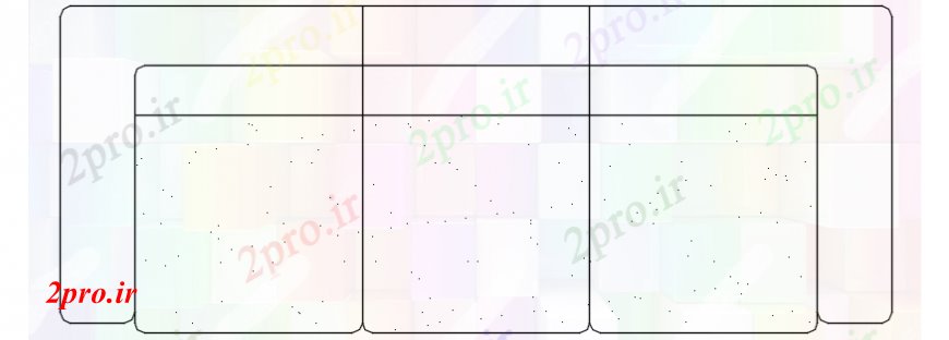 دانلود نقشه بلوک مبلمان نمای بالای 3 نفره دو بعدی  جزئیات مبل (کد106986)