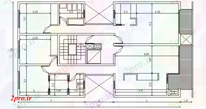 دانلود نقشه مسکونی ، ویلایی ، آپارتمان مسکن طراحی آپارتمان جزئیات کف دو بعدی طراحی 10 در 18 متر (کد106988)