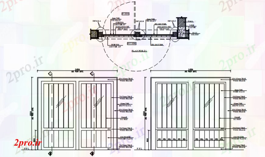 دانلود نقشه جزئیات طراحی در و پنجره  طراحی جزئیات درب و نما و طرح (کد107022)
