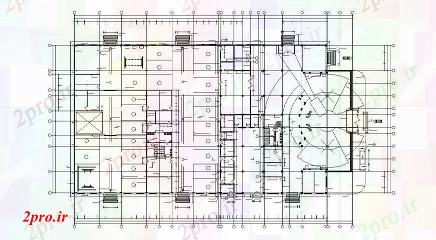 دانلود نقشه نمایشگاه ; فروشگاه - مرکز خرید نمایندگی خودرو فروشگاه معماری طراحی های 43 در 78 متر (کد107055)