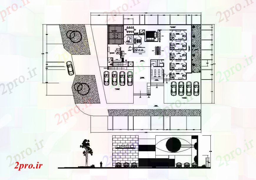 دانلود نقشه بیمارستان - درمانگاه - کلینیک کلینیک بهداشت اصلی نما و طراحی های 17 در 26 متر (کد107083)