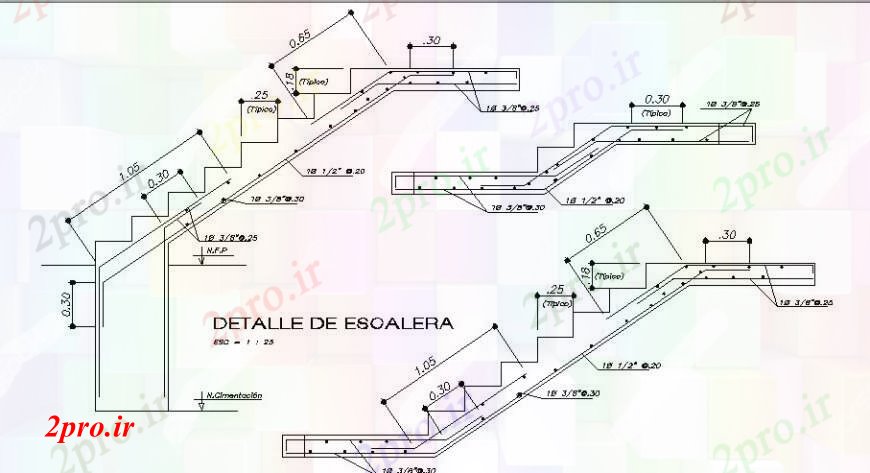 دانلود نقشه جزئیات پله و راه پله راه پله از بخش خانه و ساخت و ساز طراحی جزئیات 6 در 10 متر (کد107095)
