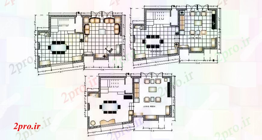 دانلود نقشه مسکونی ، ویلایی ، آپارتمان طراحی معماری طراحی جزئیات از سه خانه مسکونی 25 در 41 متر (کد107133)