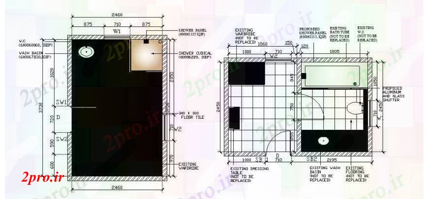 دانلود نقشه حمام مستر خانه توالت و حمام  صفحه طراحی های  (کد107136)