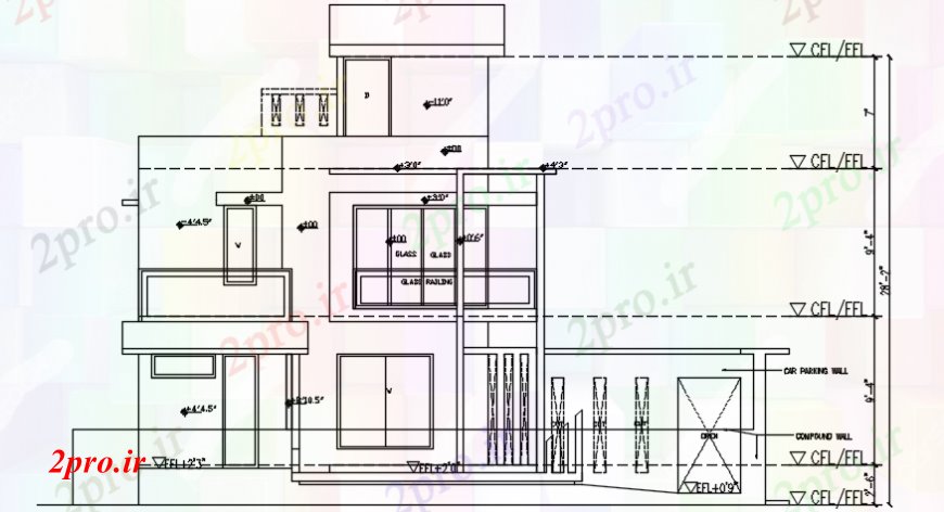 دانلود نقشه مسکونی ، ویلایی ، آپارتمان طراحی جزئیات از بلوک های مسکن نمای 53 در 55 متر (کد107178)