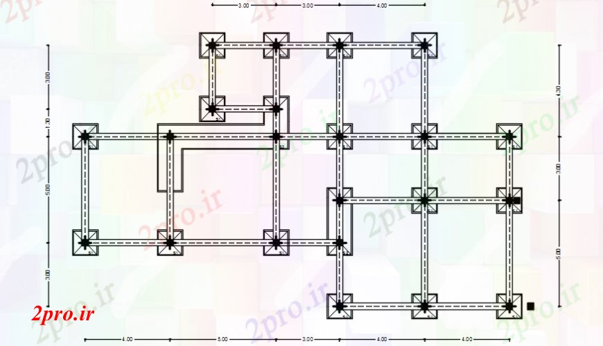 دانلود نقشه طراحی اتوکد پایه جزئیات ساخت و ساز  از پایه و اساس ساختار جای پای بلوک (کد107187)