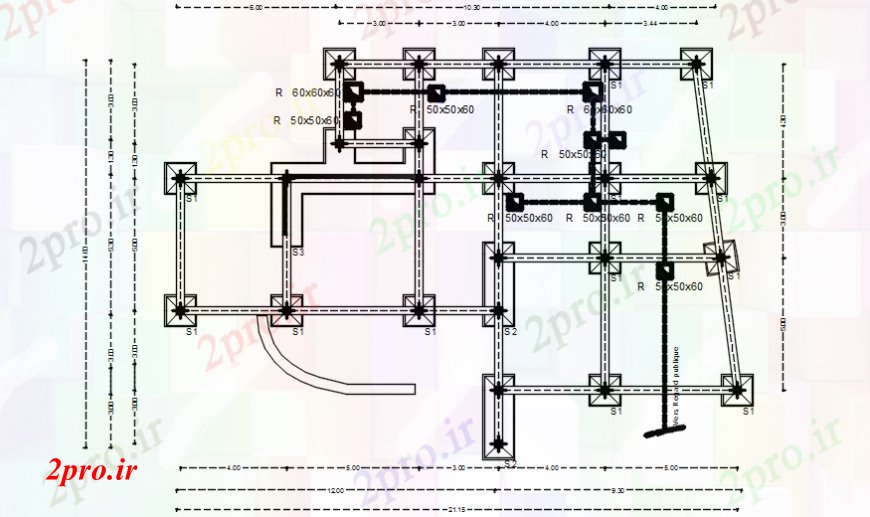 دانلود نقشه طراحی اتوکد پایه بنیاد طراحی طراحی دو بعدی ساخت و ساز 12 در 17 متر (کد107197)