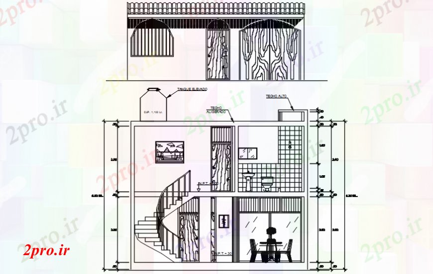 دانلود نقشه مسکونی  ، ویلایی ، آپارتمان   دو بعدی  نما آپارتمان   و بخش (کد107212)