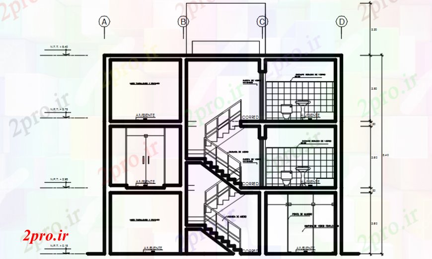 دانلود نقشه مسکونی ، ویلایی ، آپارتمان فرمخانه اتوکد 5 در 10 متر (کد107219)