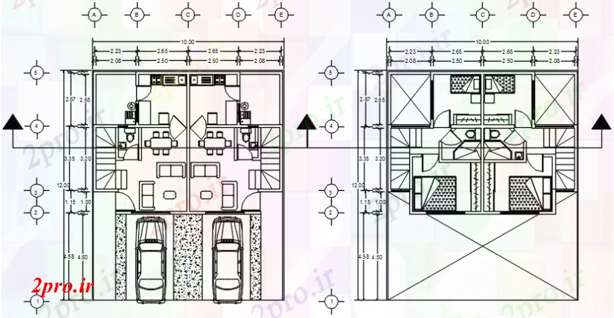 دانلود نقشه مسکونی ، ویلایی ، آپارتمان طراحی طرحی خانه دو بعدی اتوکد 10 در 12 متر (کد107226)