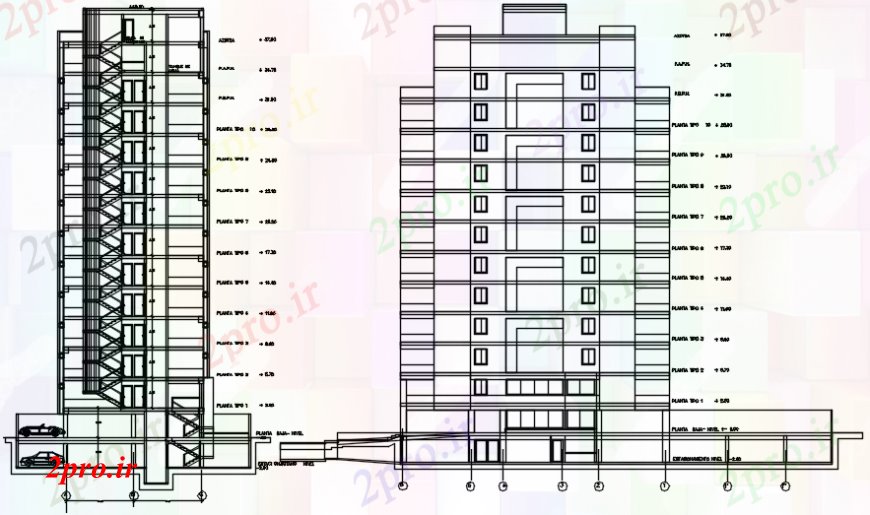 دانلود نقشه مسکونی  ، ویلایی ، آپارتمان  نما و جزئیات مقطعی آپارتمان   مسکن  اتوکد (کد107234)