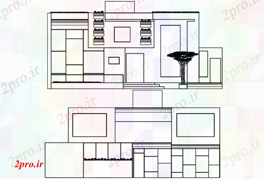 دانلود نقشه مسکونی ، ویلایی ، آپارتمان نما از یک مدل ویلا 20 در 35 متر (کد107243)