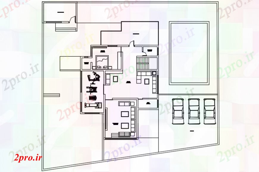 دانلود نقشه مسکونی ، ویلایی ، آپارتمان خانه مدرن طرحی نمای بالا 71 در 86 متر (کد107263)