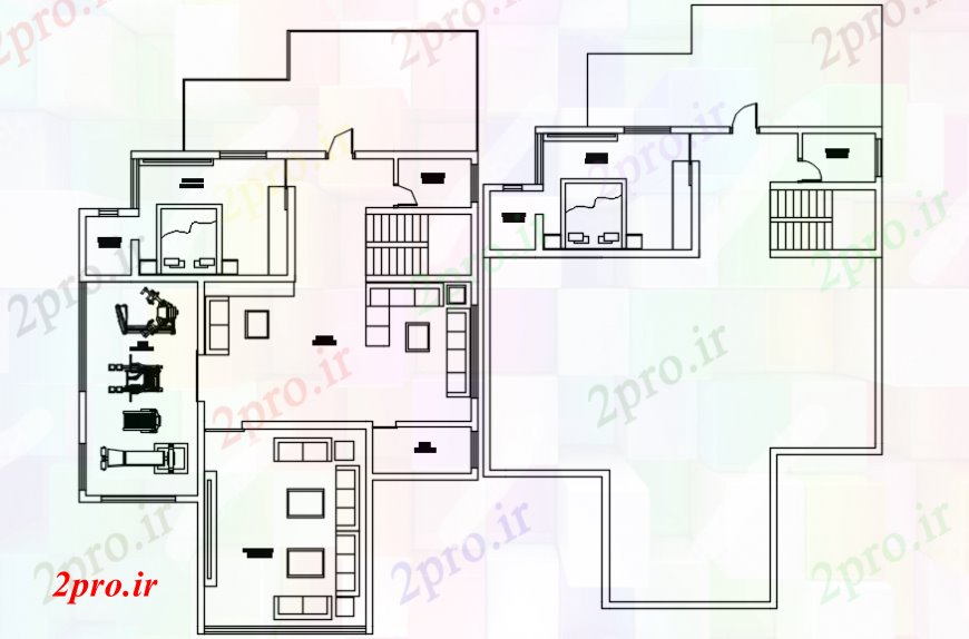 دانلود نقشه مسکونی  ، ویلایی ، آپارتمان  تکمیل طرحی مبلمان خانه مدرن (کد107265)