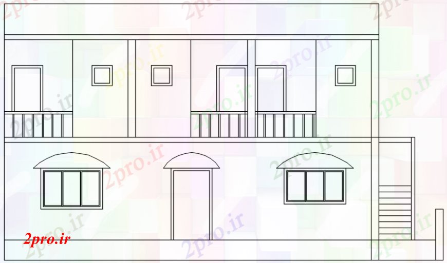 دانلود نقشه مسکونی  ، ویلایی ، آپارتمان  ویلایی جزئیات مفهوم بیرونی (کد107294)