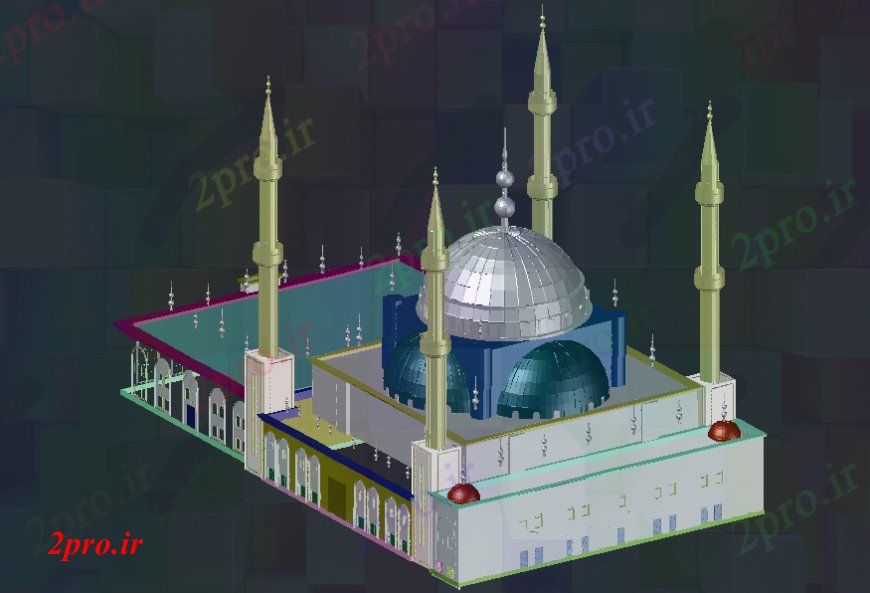 دانلود نقشه کلیسا - معبد - مکان مذهبی مسجد تریدی بیرونی مفهوم (کد107297)