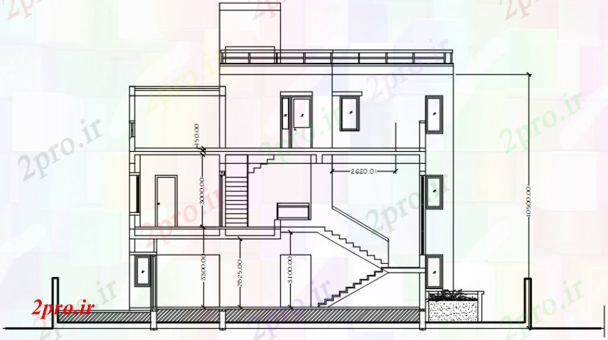 دانلود نقشه مسکونی ، ویلایی ، آپارتمان نمای خارجی ویلا 13 در 16 متر (کد107311)