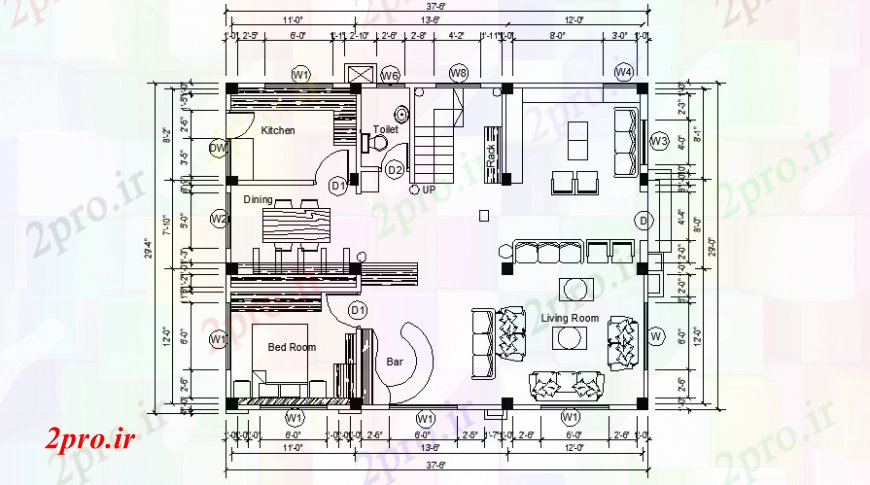 دانلود نقشه مسکونی  ، ویلایی ، آپارتمان  یکی BHK بلوک مسکن دو بعدی  نظر طرحی   (کد107333)