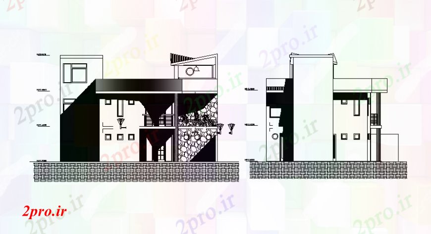 دانلود نقشه مسکونی  ، ویلایی ، آپارتمان  نقشه های دو بعدی   مسکن نما آپارتمان   اتوکد (کد107334)