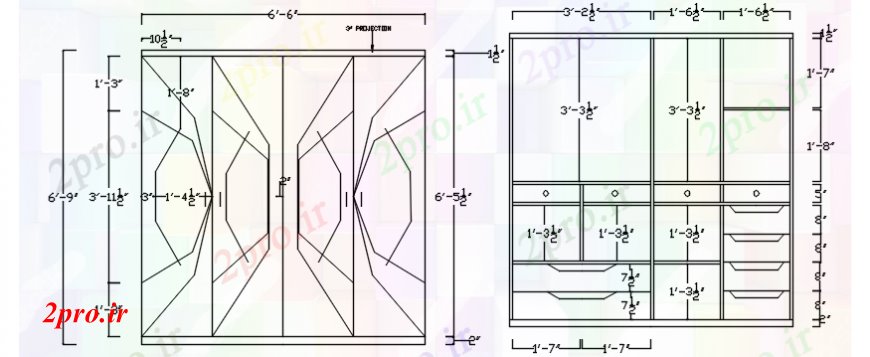 دانلود نقشه بلوک مبلمان کمد لباس سنتی مفهوم طراحی (کد107377)