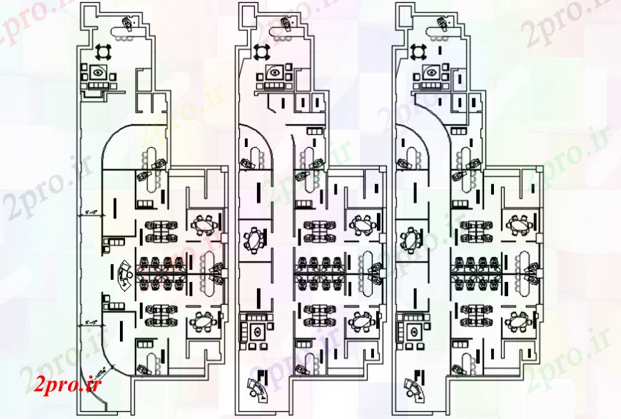 دانلود نقشه ساختمان اداری - تجاری - صنعتی طراحی از جزئیات دفتر 12 در 34 متر (کد107394)
