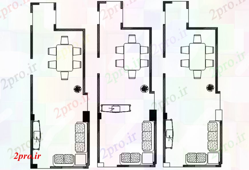 دانلود نقشه بلوک مبلمان مبل طرحی مجموعه بالا جزئیات 12 در 36 متر (کد107407)