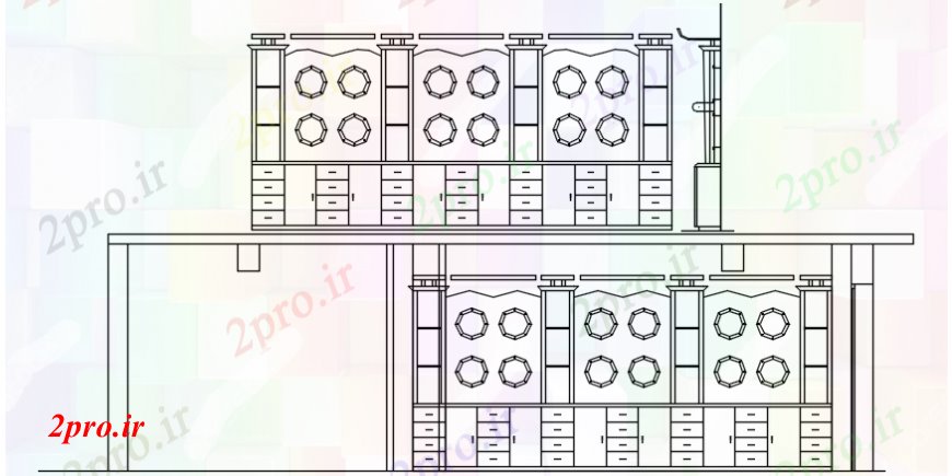 دانلود نقشه بلوک مبلمان پانل های دیوار و طراحی کابینت (کد107408)