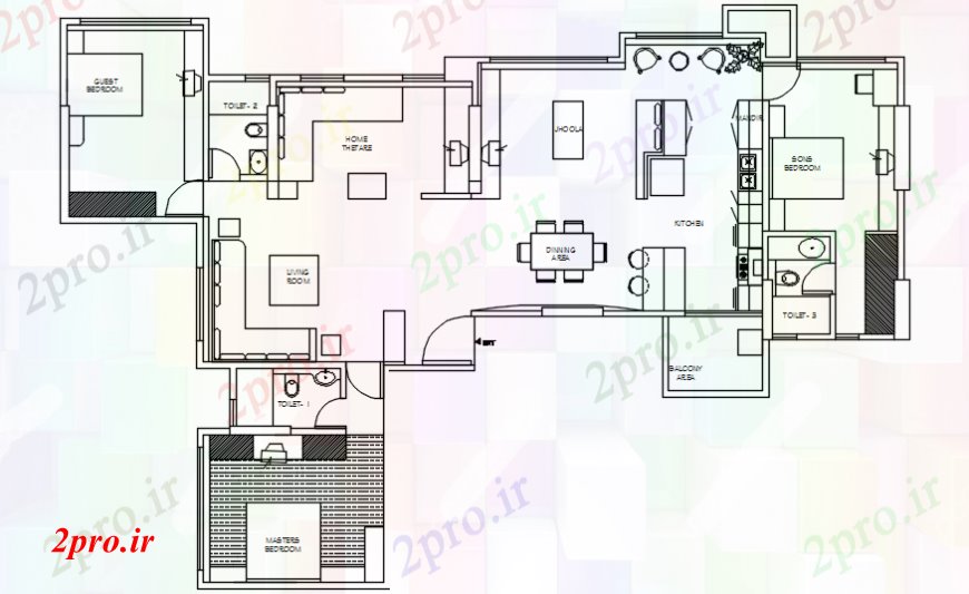 دانلود نقشه مسکونی ، ویلایی ، آپارتمان خانه مدرن مدل بالای صفحه 55 در 82 متر (کد107426)