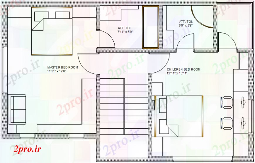 دانلود نقشه حمام مستر اتاق خواب طراحی داخلی 25 در 40 متر (کد107437)