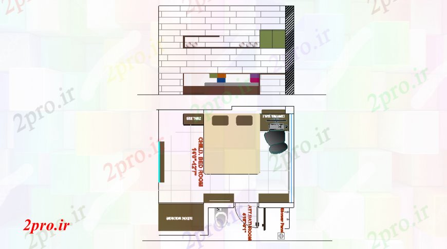 دانلود نقشه حمام مستر طرحی اتاق خواب سایبان  دو بعدی   (کد107441)