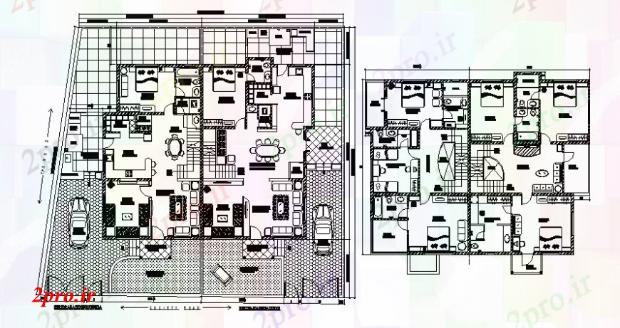 دانلود نقشه مسکونی  ، ویلایی ، آپارتمان  مسکونی نقشه های ویلا جزئیات کف  دو بعدی   (کد107447)