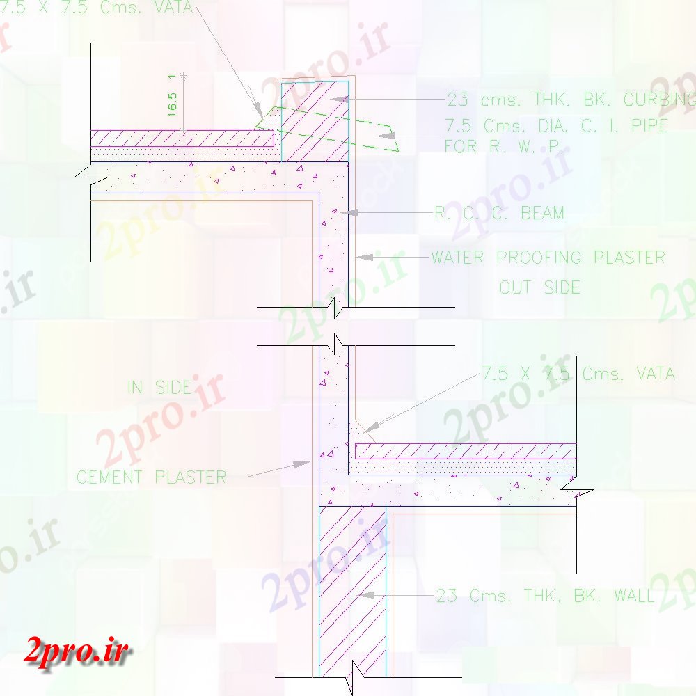 دانلود نقشه جزئیات ساخت و ساز RCC طراحی پرتو دو بعدی     اتوکد (کد107504)