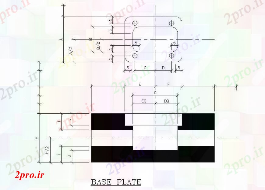 دانلود نقشه بلوک ، آرام ، نماد صفحه پایه بلوک دو بعدی  خودکار  (کد107531)