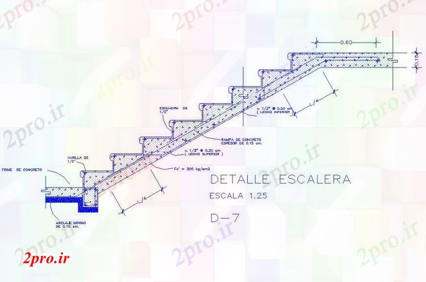 دانلود نقشه جزئیات پله و راه پله   خانه پله سازنده بخش خودکار  (کد107543)