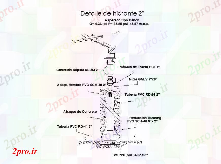 دانلود نقشه جزئیات لوله کشی شیر آتش نشانی بخش سیستم آب و ساختار لوله کشی جزئیات (کد107551)