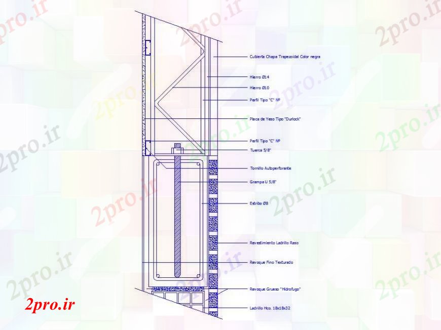 دانلود نقشه طراحی جزئیات ساختار پرتو تحت پوشش بخش سازنده  (کد107553)